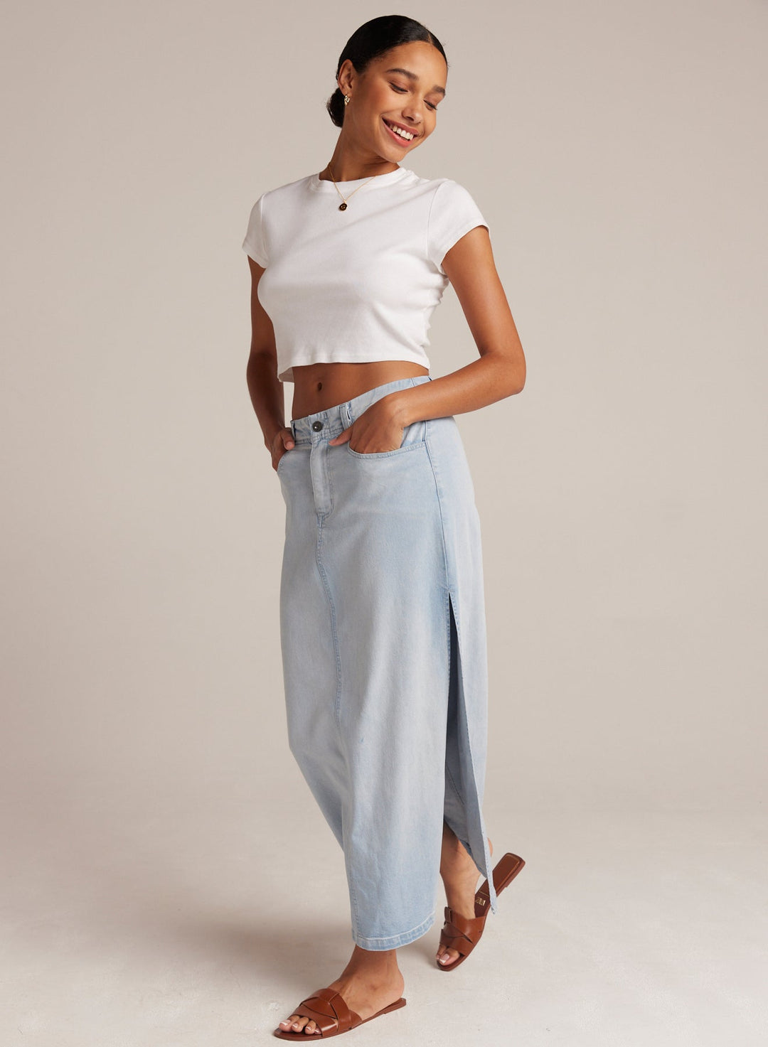 Indigo Side Slit Skirt Ocean Mist Wash OCEAN MIST WASH 24