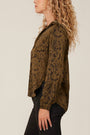 Bella DahlLong Sleeve Rounded Hem Button Down - Olive Snake PrintTops