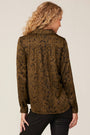 Bella DahlLong Sleeve Rounded Hem Button Down - Olive Snake PrintTops