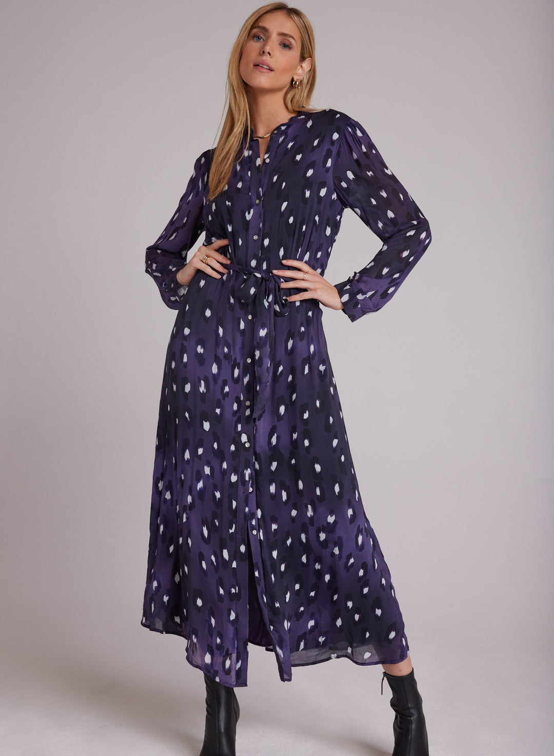 Maxi Shirt Dress Amethyst Spots Print AMETHYST SPOTS PRINT XS