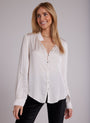 Bella DahlSatin Button Up Blouse- Soft AlabasterTops