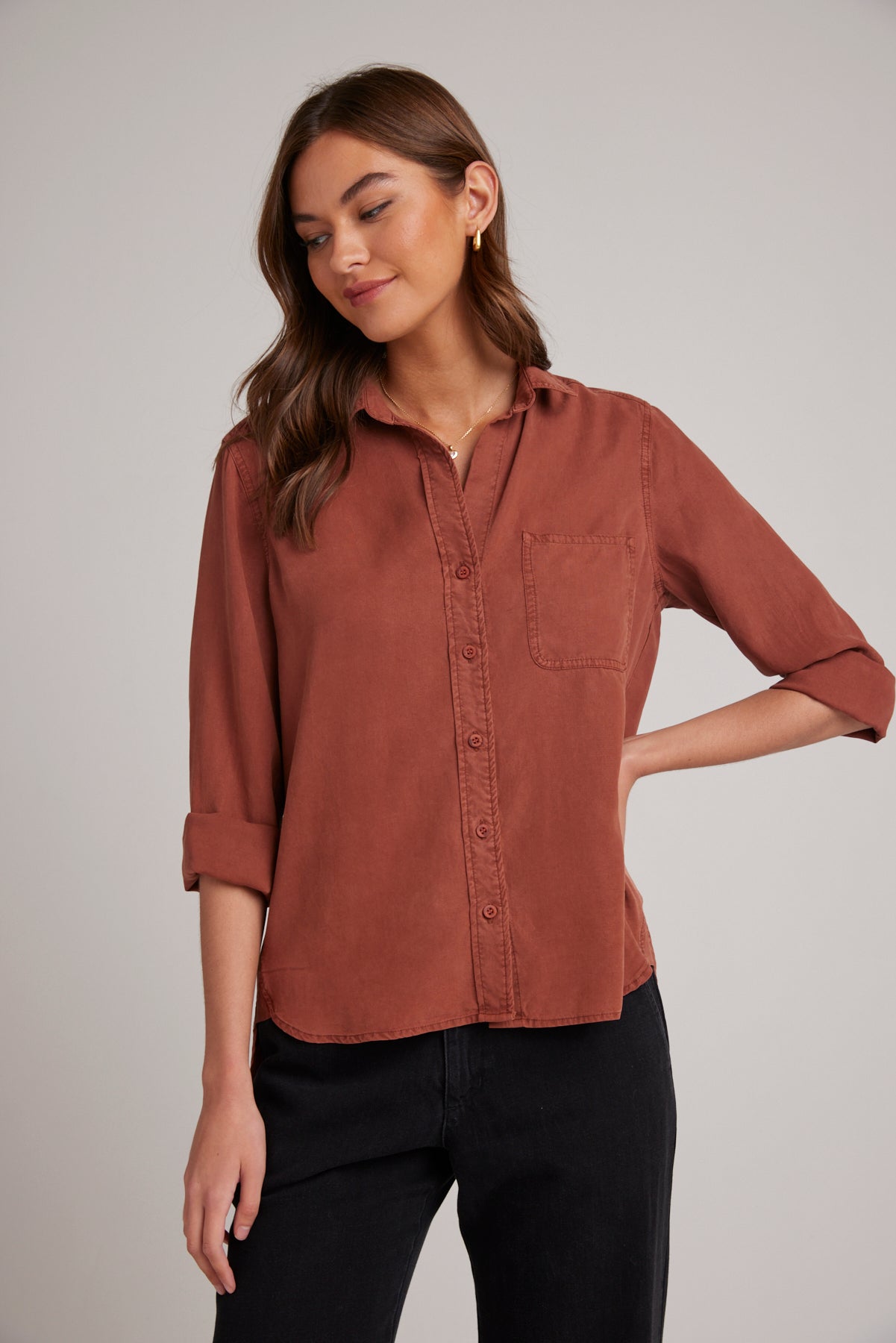 Bella DahlShirt Tail Button Down - Autumn AmberTops