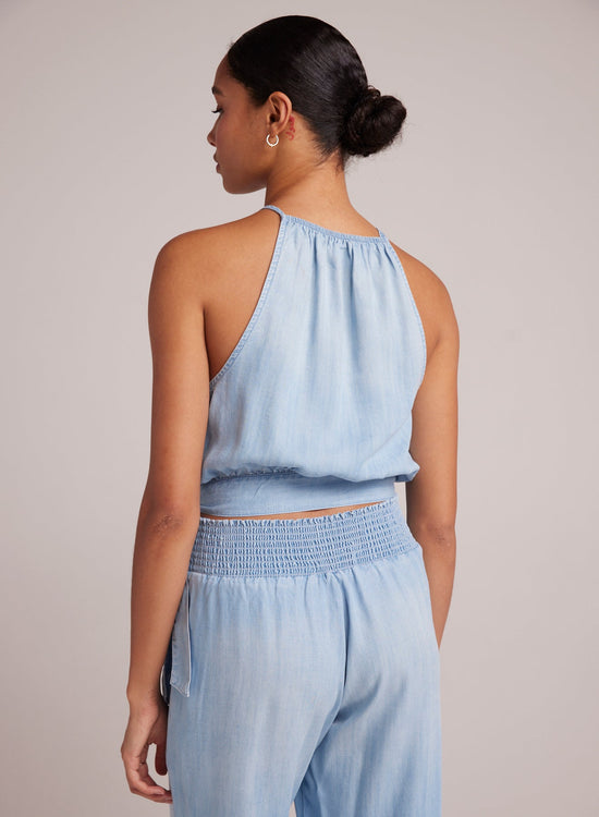 Bella DahlSide Tie Button Halter - Caribbean WashTops