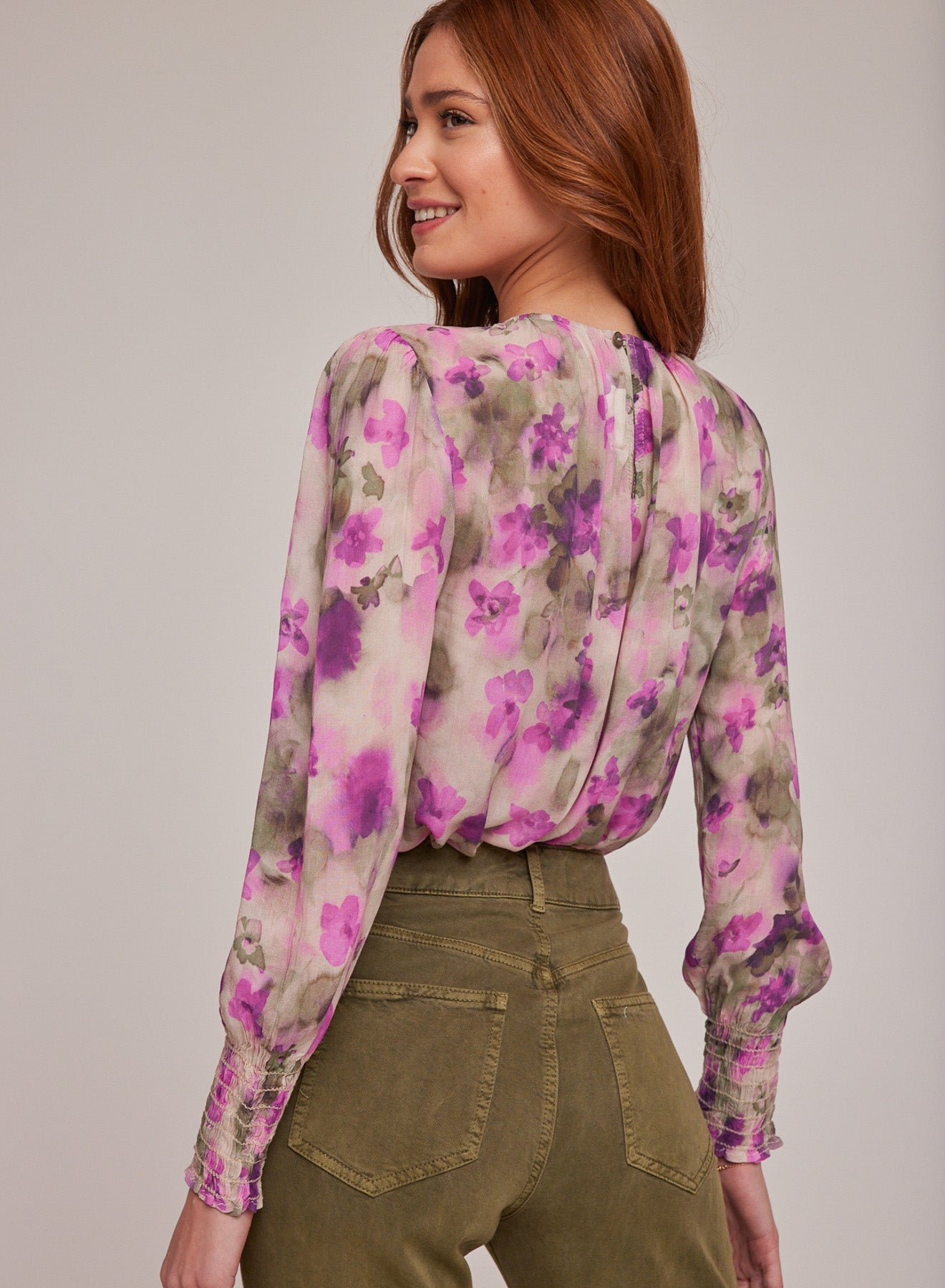 Bella DahlSmocked Sleeve Blouse - Floral Camo PrintTops