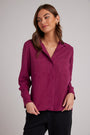 Bella DahlSplit Back Button Down - Dark MagentaTops