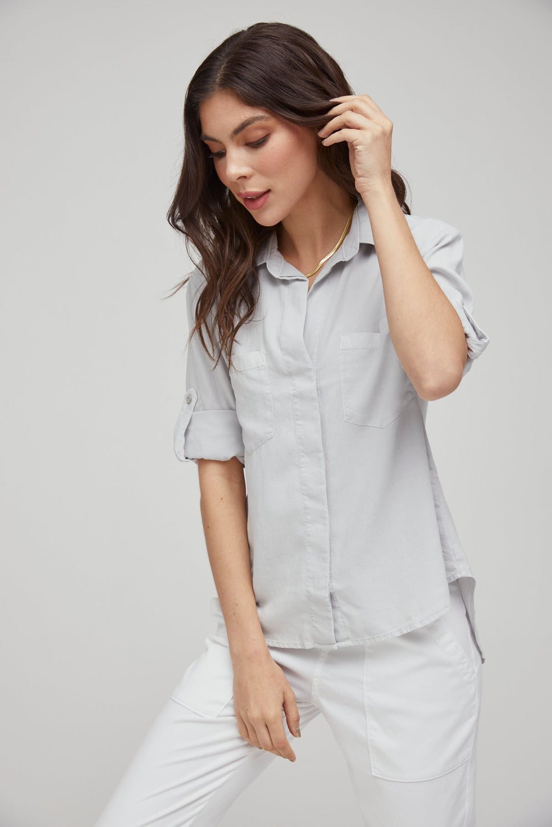 Split Back Button Down White WHITE XS